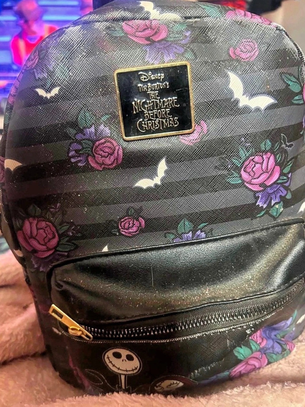 Disney The Nightmare Before Christmas backpack Floral Black & Pink Backpack Like